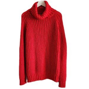 Michael Tyler Collections oversized red turtleneck sweater